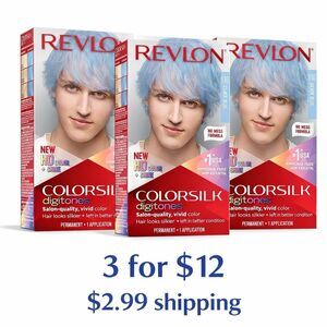 3x Revlon ColorSilk Digitones 91D Silver Blue Hair Dye 3 Pack Vivid Hair Color